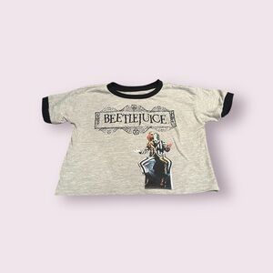 Beetlejuice Kids Graphic T-Shirt - Gray Cropped Size XS 4/5